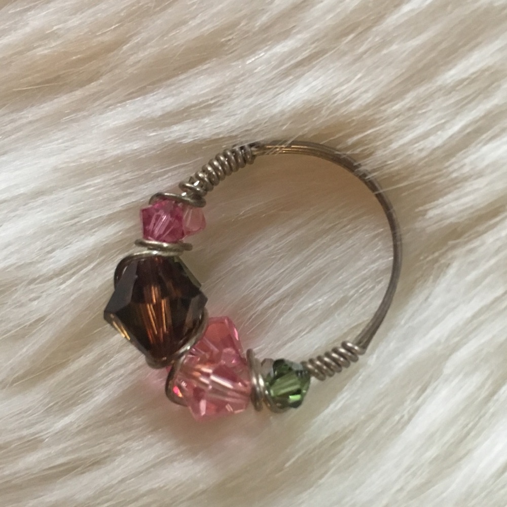 Crystal and Sterling Silver Ring (Size 7)